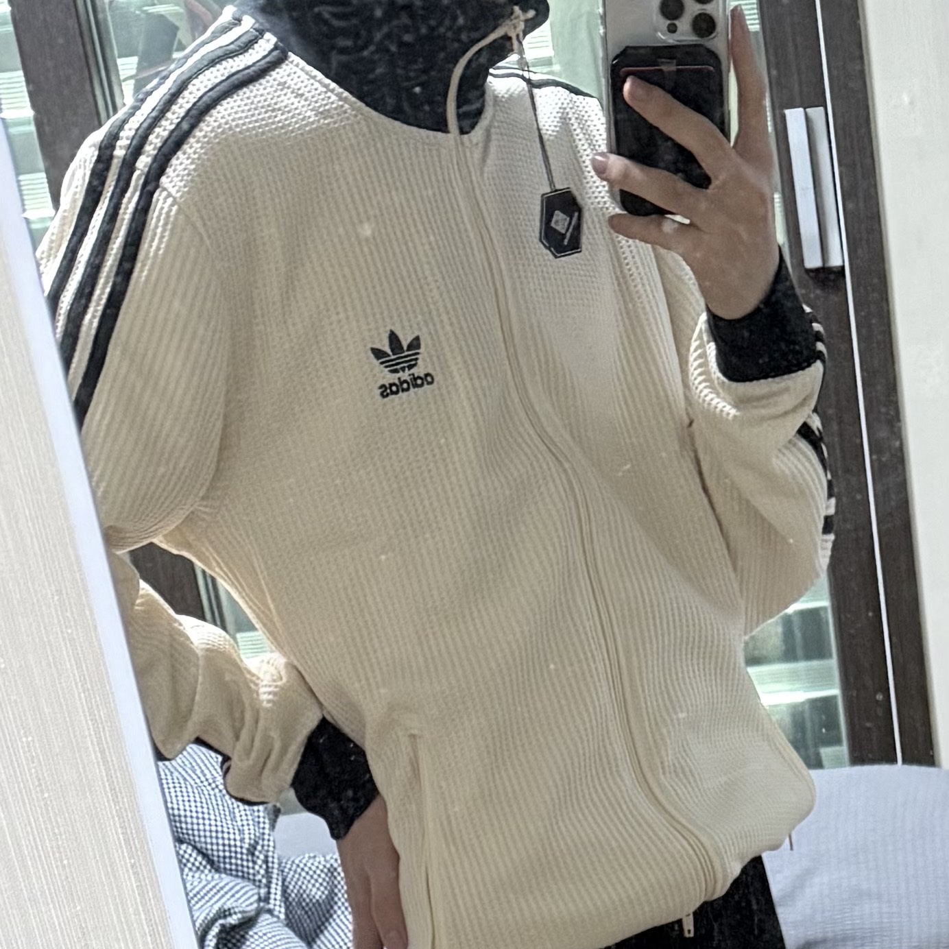 Adidas Waffle Beckenbauer Track Top Wonder White - KR Sizing 착용 스타일 - 1