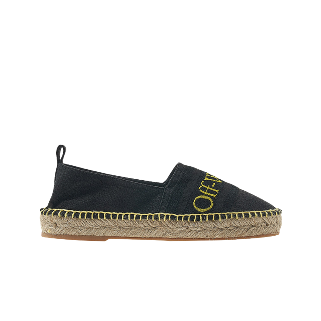 (W) 오프화이트 로고 에스파드리유 캔버스 블랙 옐로우((W) Off-White Logo Espadrille Canvas Black Yellow)