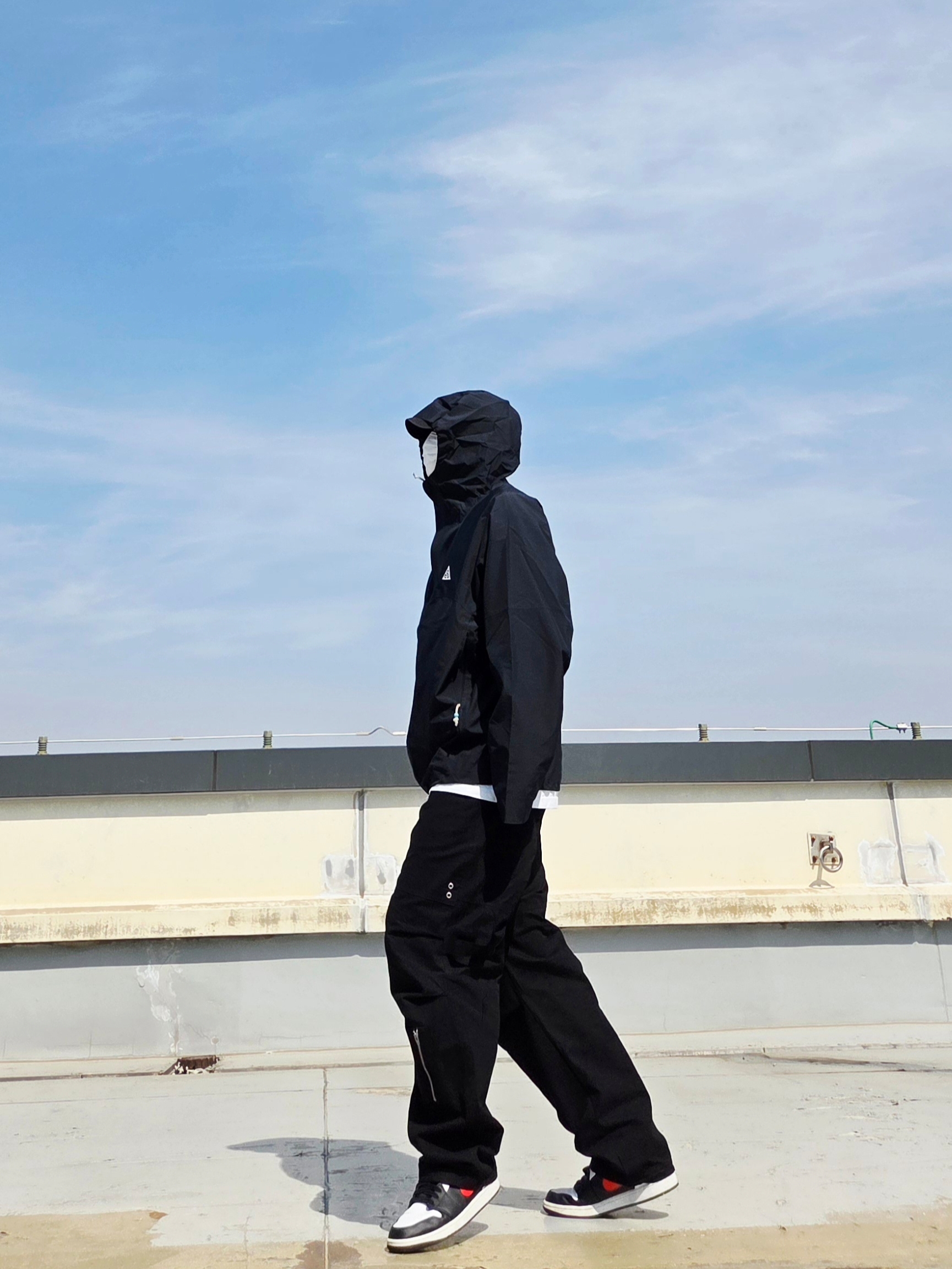 Nike ACG Storm-Fit ADV Cascade Rains Full Zip Jacket Black - Asia, Flavorism Ripstop Parachute Cargo Pants Black 착용 스타일 - 4