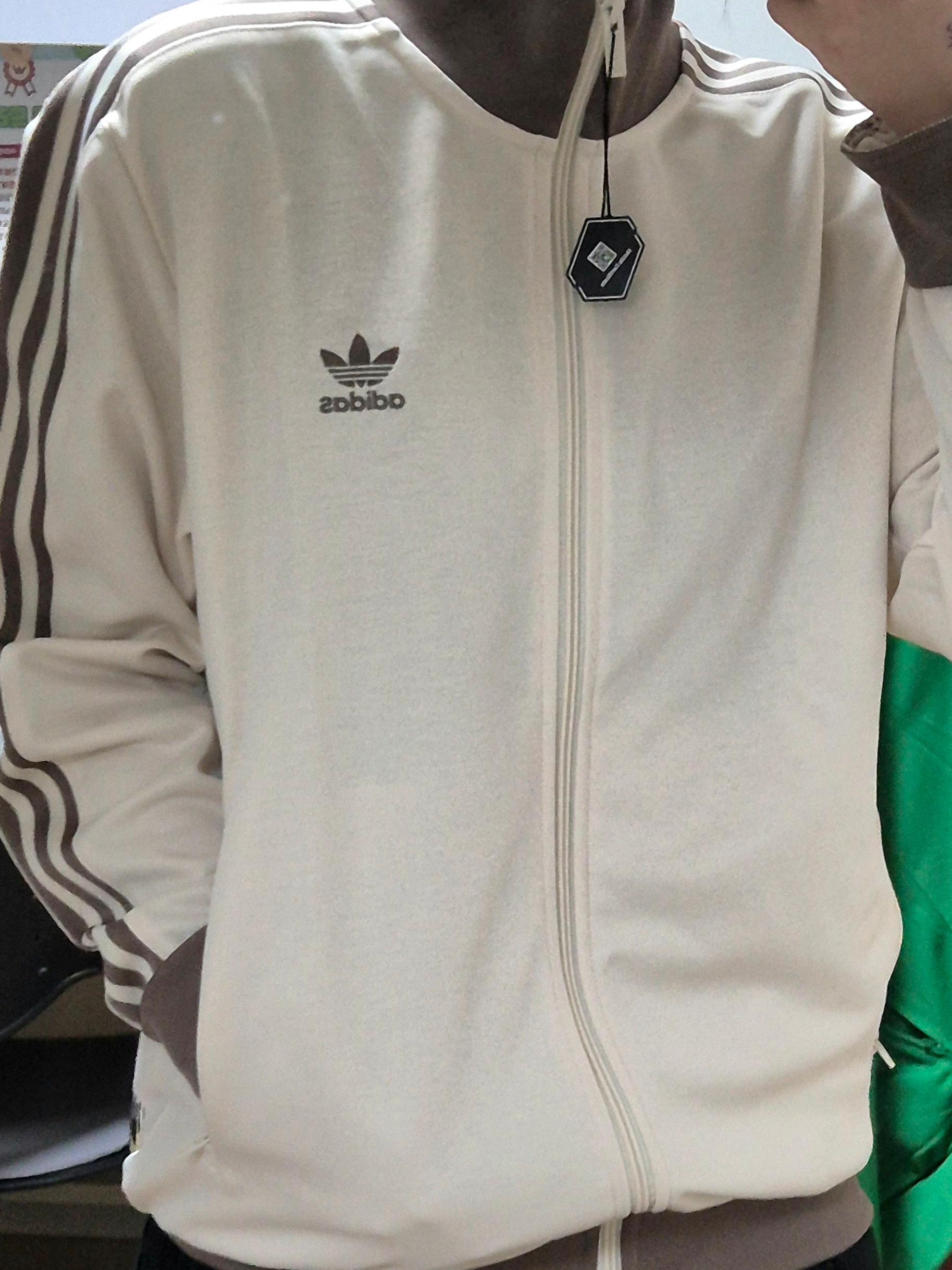 Adidas Adicolor Classic Beckenbauer Track Top Wonder White Trace Brown - KR Sizing 착용 스타일