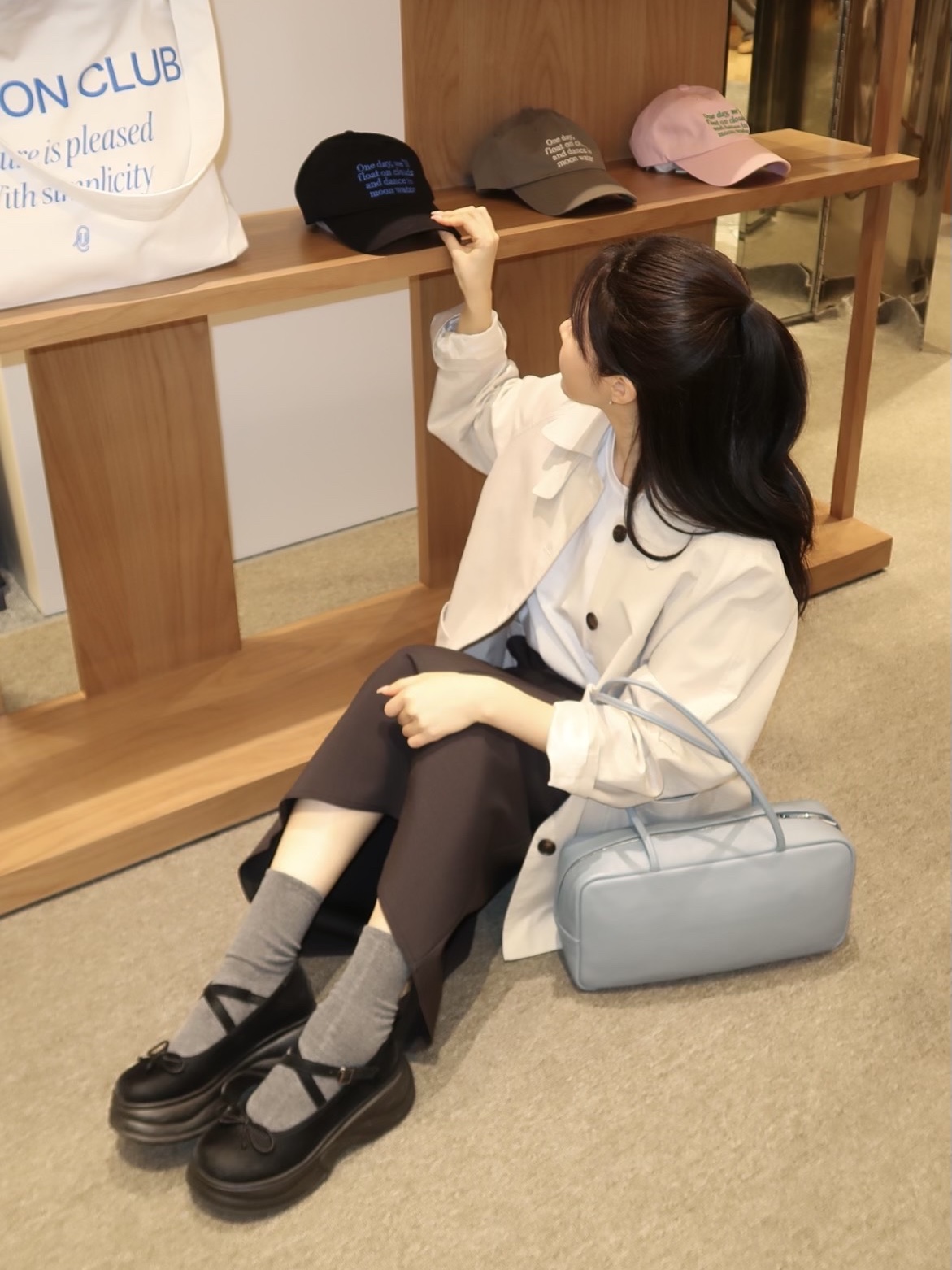 THREETOEIGHTY Strap Mary Jane Platform Black 착용 스타일