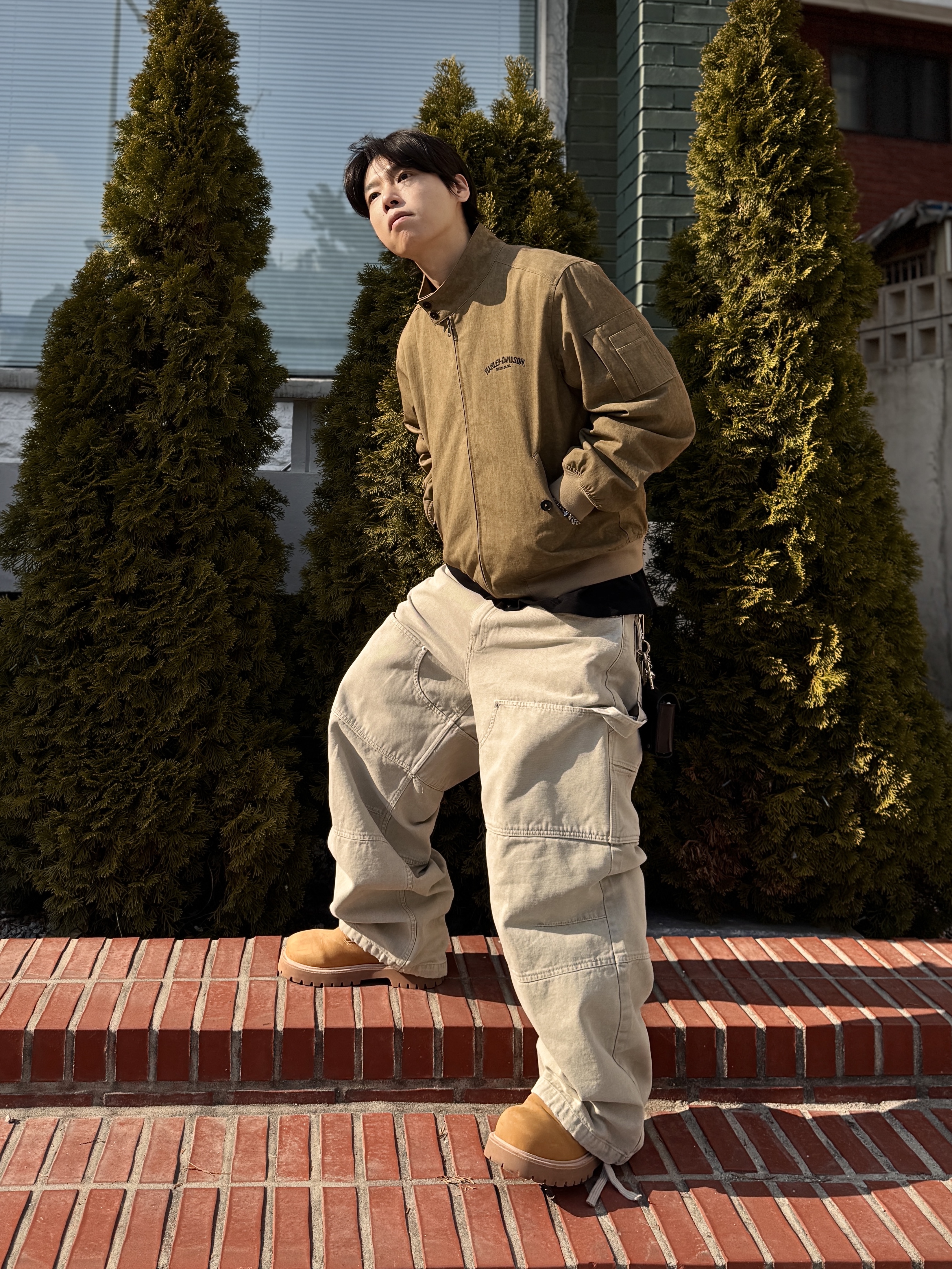 Nonnod Double Knee Cover Pants Vintage Beige, Kinchi x My Name Is Peter Boots - 888 (a) Yellow 착용 스타일 - 9