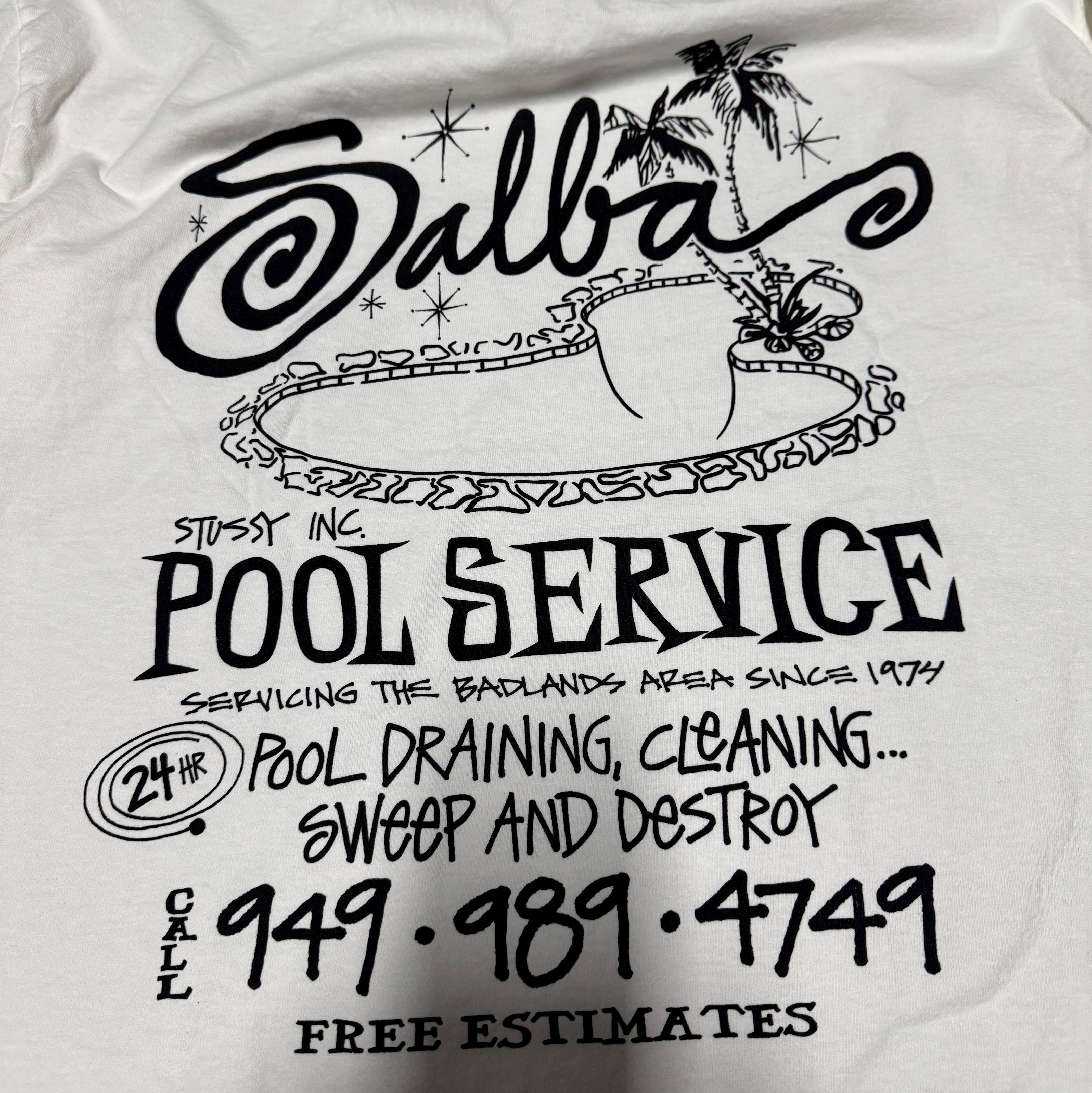 Stussy Pigment Dyed Pool Service T-Shirt Natural 착용 스타일 - 2