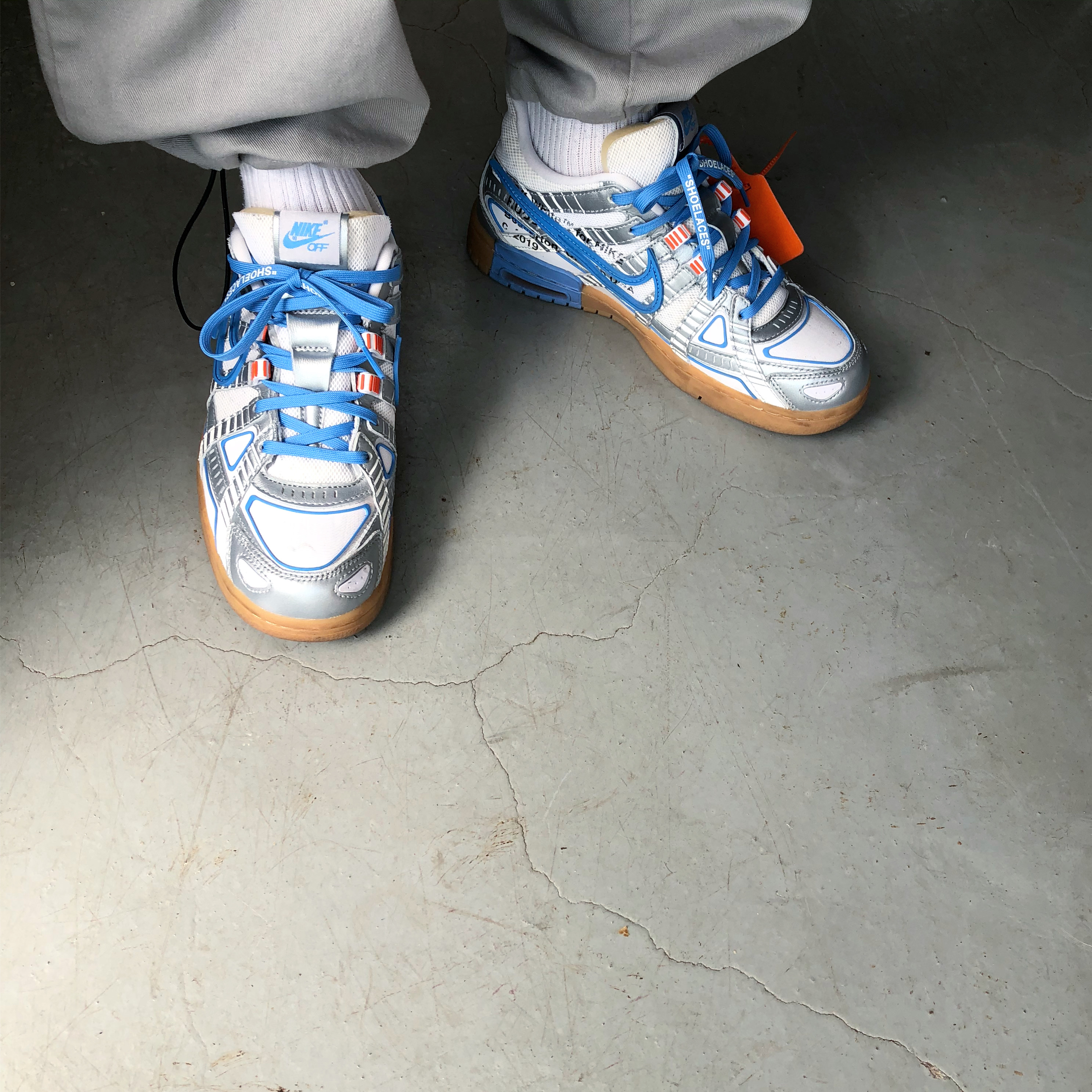 Nike x Off-White Air Rubber Dunk University Blue 착용 스타일