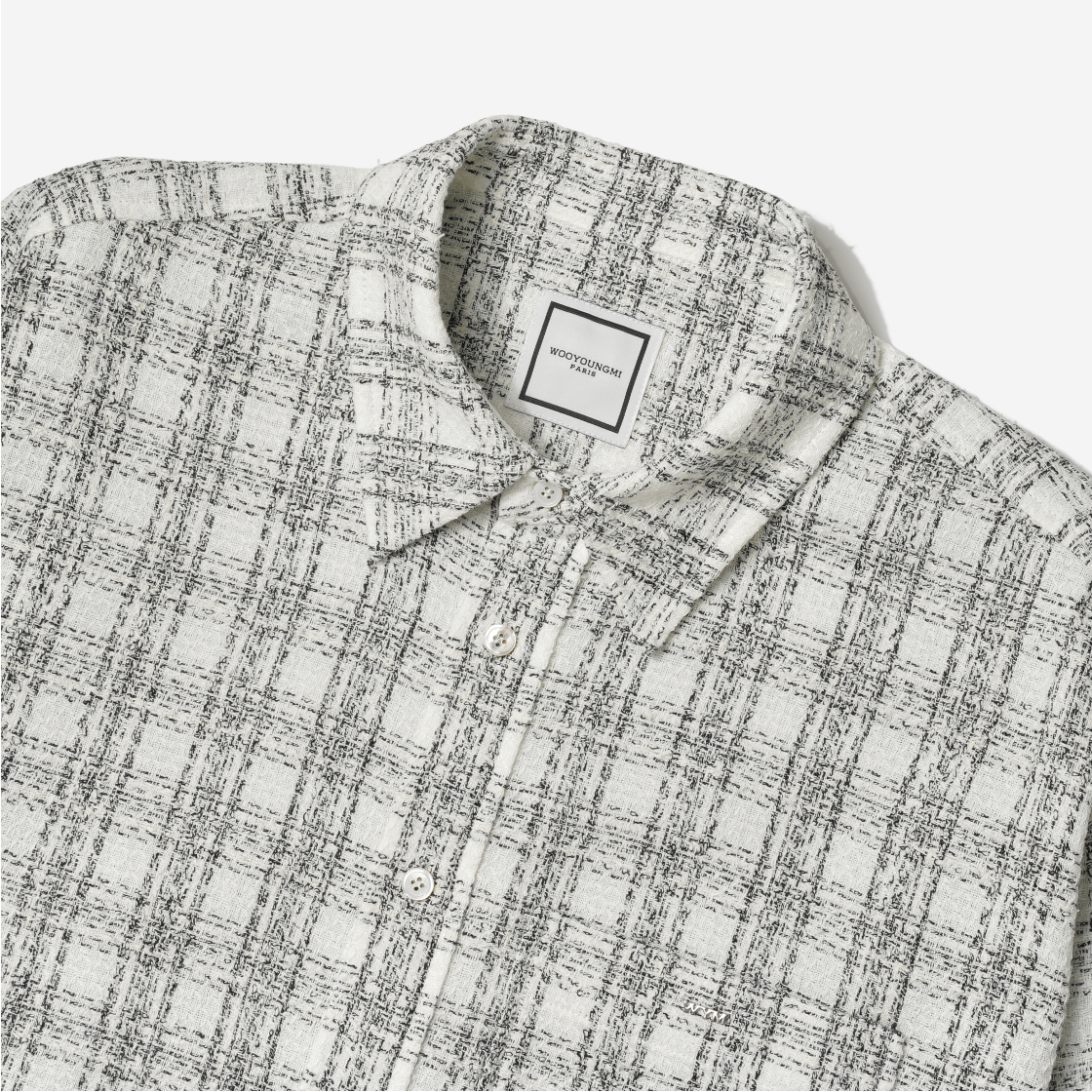 우영미 트위드 체크 셔츠 화이트 - 25SS(Wooyoungmi Tweed Check Shirt White - 25SS) - 3
