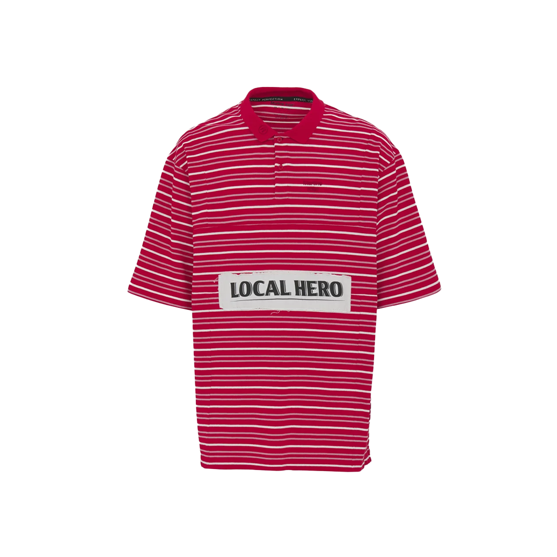 KM5BTSSMR04RD Martine Rose Oversized Panelled Polo Stripe Strongbow Red White - 25SS