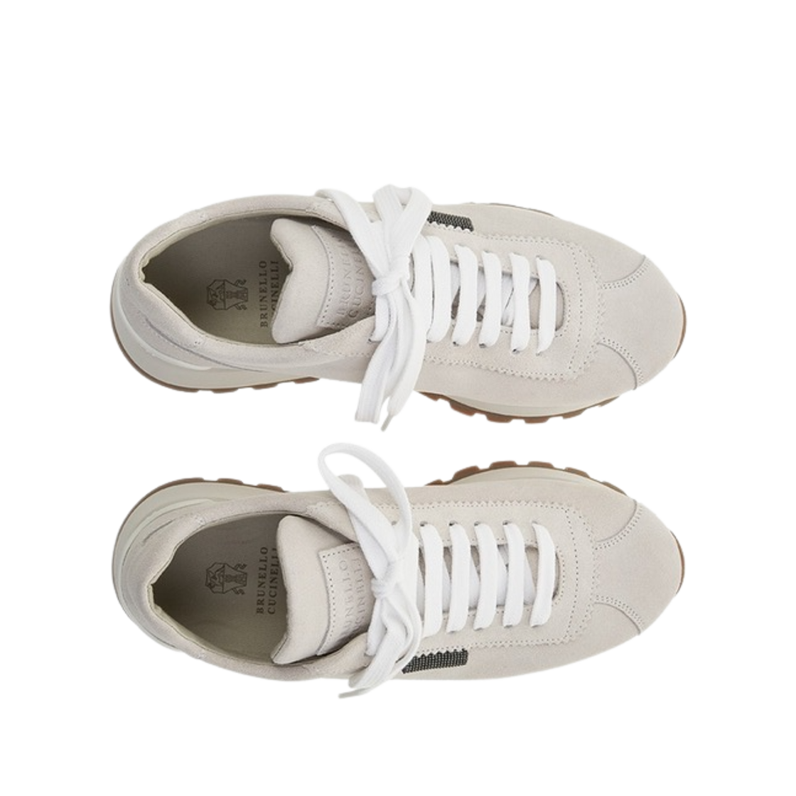 (W) 브루넬로 쿠치넬리 샤이니 탭 스웨이드 러버 비앙코((W) Brunello Cucinelli Suede Rubber with Shiny Tab Bianco) - 2