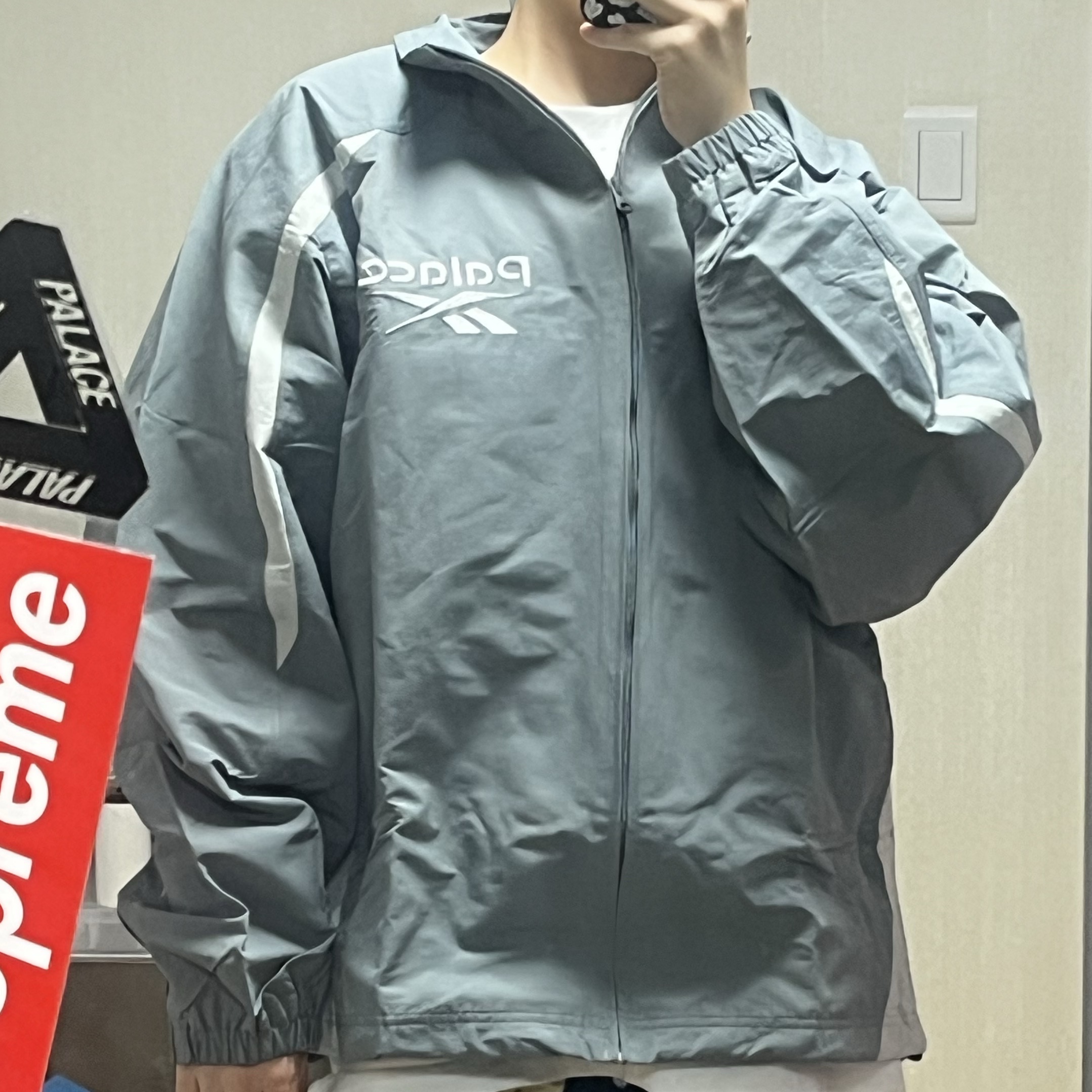 Palace x Reebok Tracksuit Grey - 24SS 착용 스타일