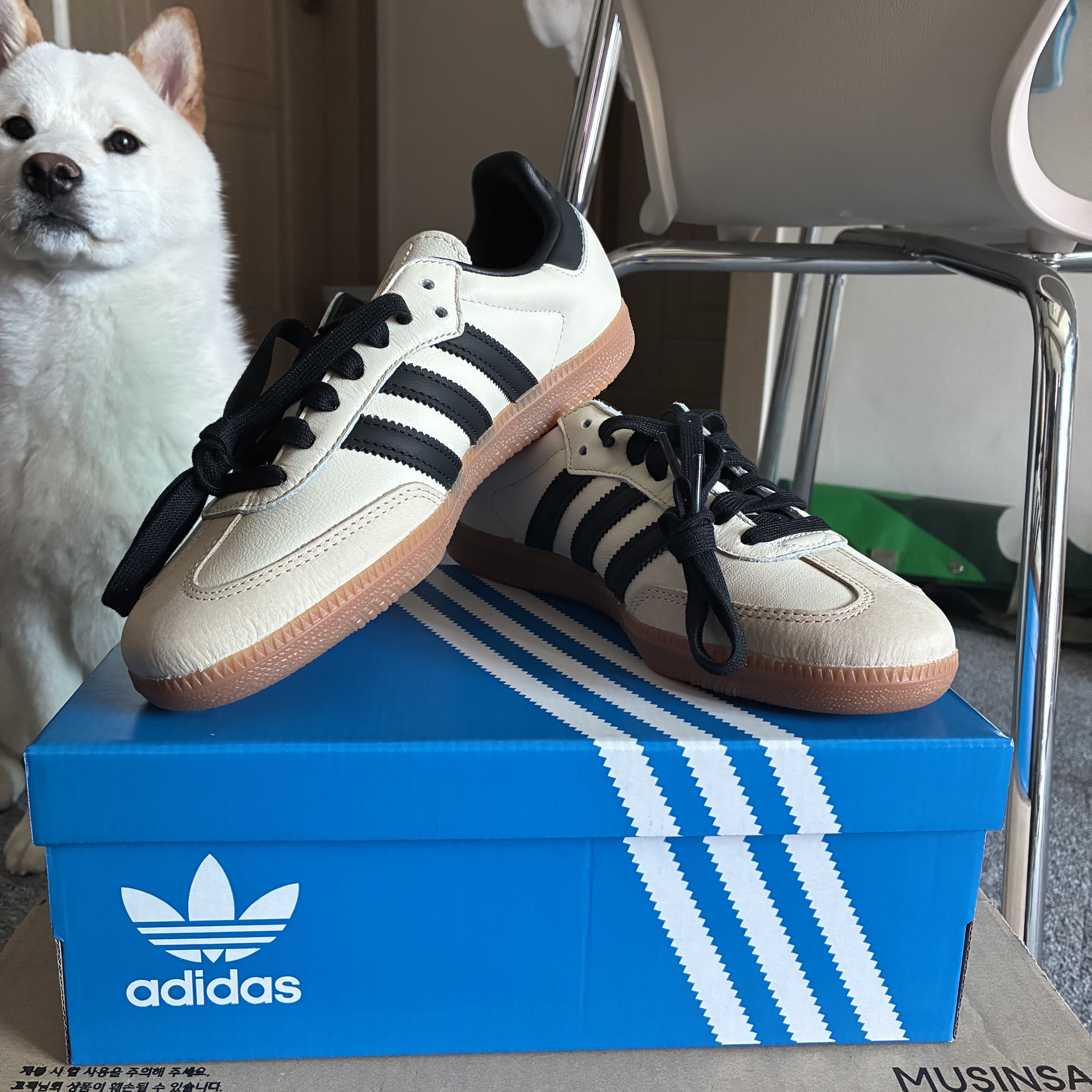 (W) Adidas Samba OG Cream White Core Black 착용 스타일