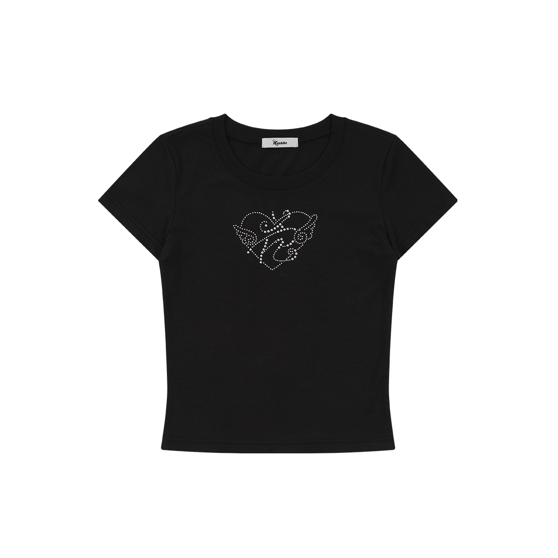 S44403 / S44404 Kashiko Flower Heart Baby Tee Black