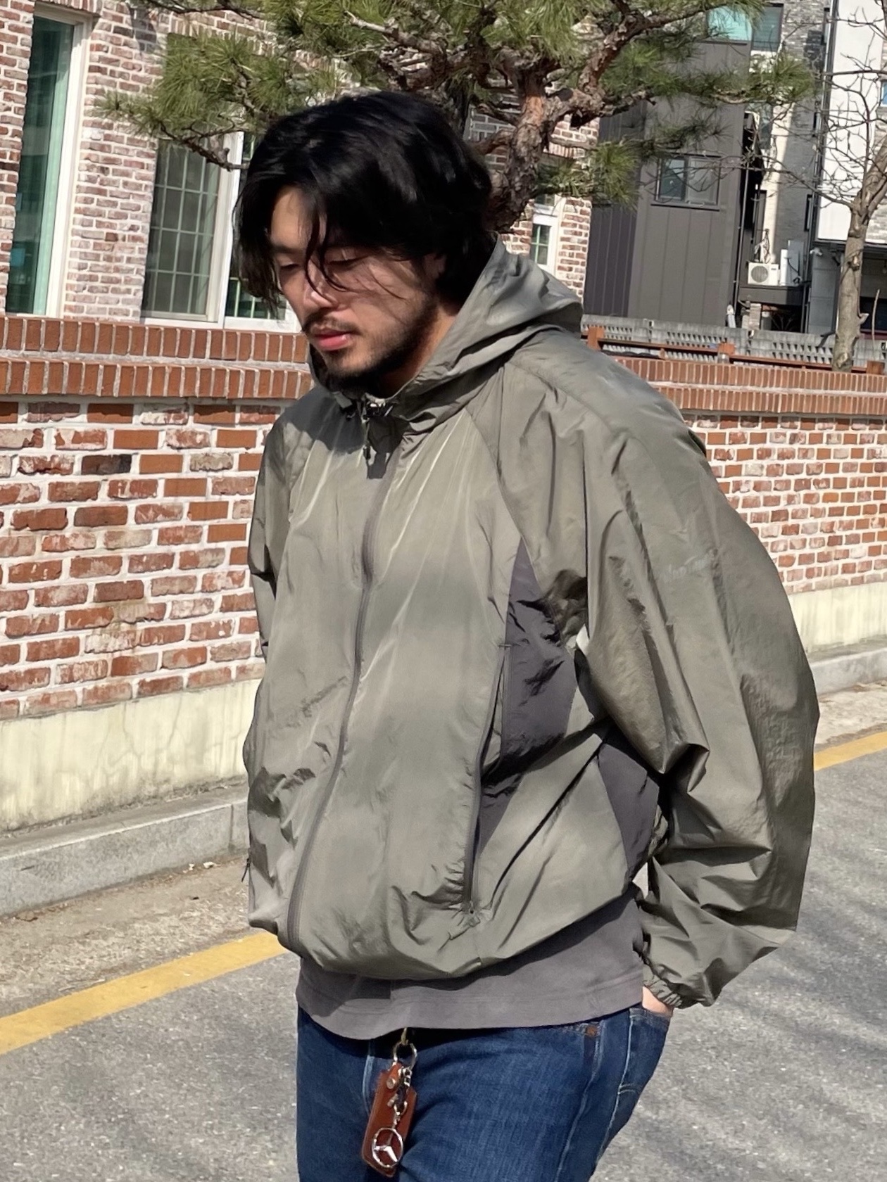 Wildthings Army Jacket Sage Green 착용 스타일 - 2