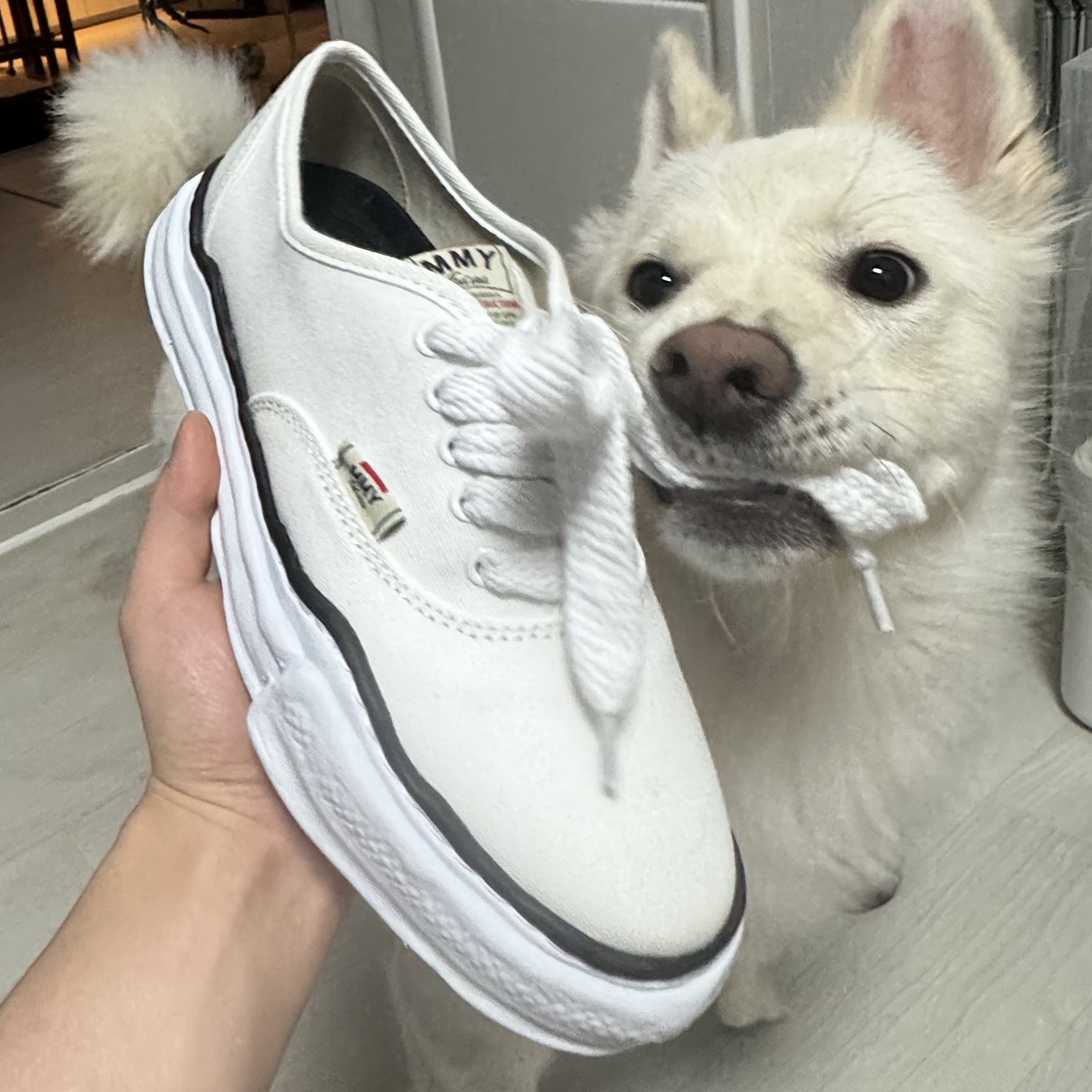 Maison Mihara Yasuhiro Baker OG Sole Canvas Low Cut Sneakers White 착용 스타일