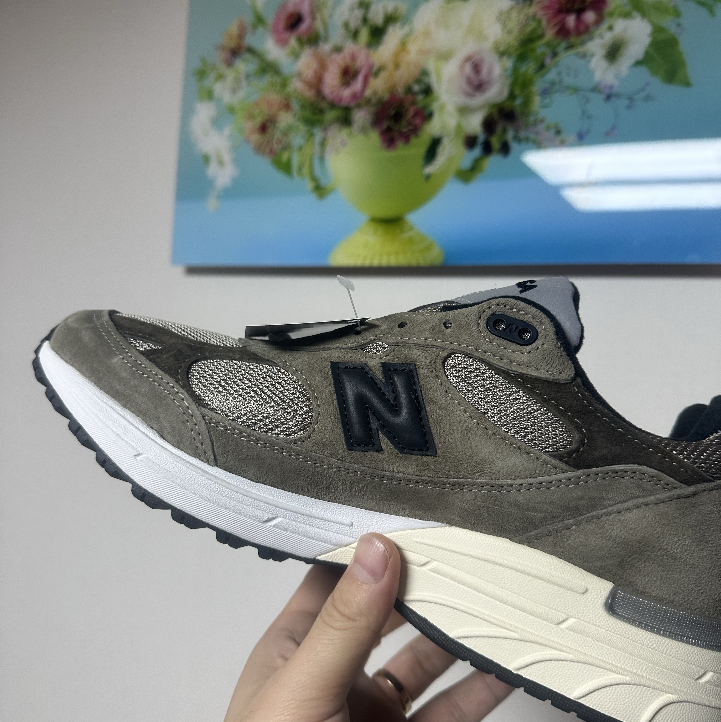 New Balance x JJJJound 993 Made in USA Mushroom White 착용 스타일