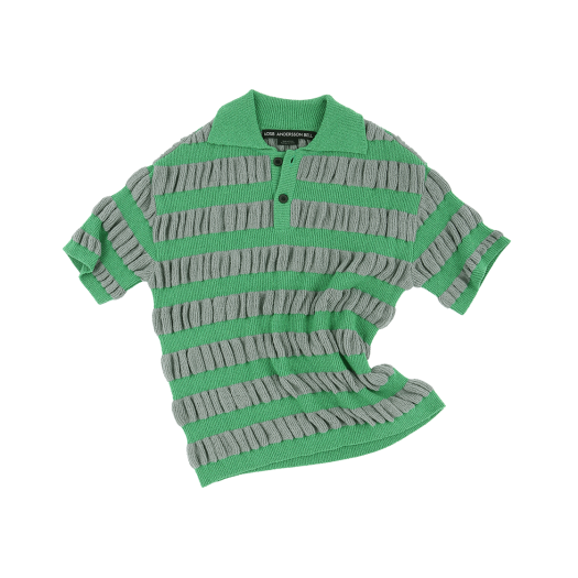 ◆ANDERSSON BELL◆ Bubble Stripe Polo Sweater atb1246m(GREY/ Andersson Bell Bubble Stripe Polo Shirt in Gray | SVD USA