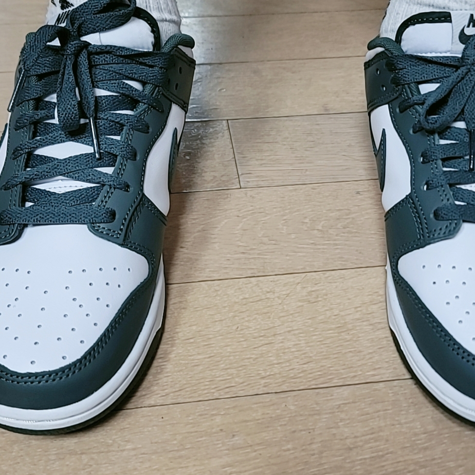 Nike Dunk Low Retro Vintage Green White 착용 스타일 - 1