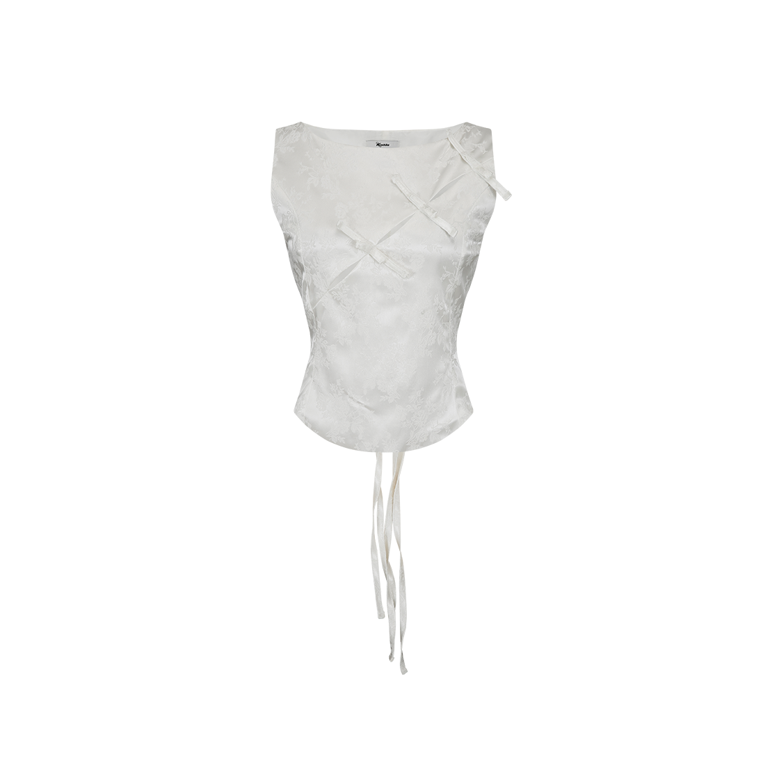 44347 Kashiko Ribbon Paneled Sleeveless White