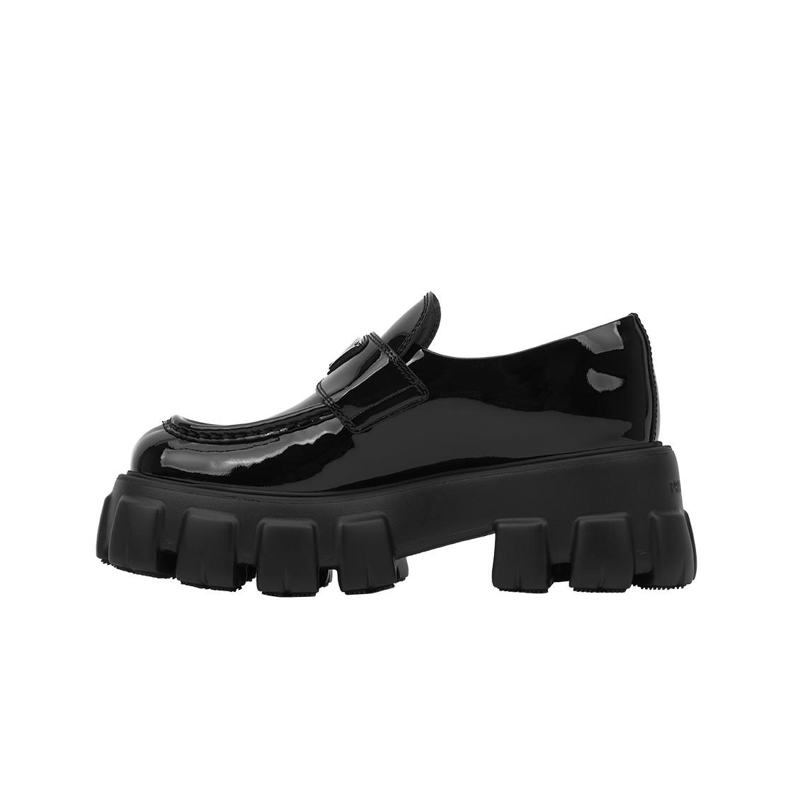 (W) 프라다 모놀리스 페이턴트 레더 로퍼 블랙((W) Prada Monolith Patent Leather Loafers Black) - 3