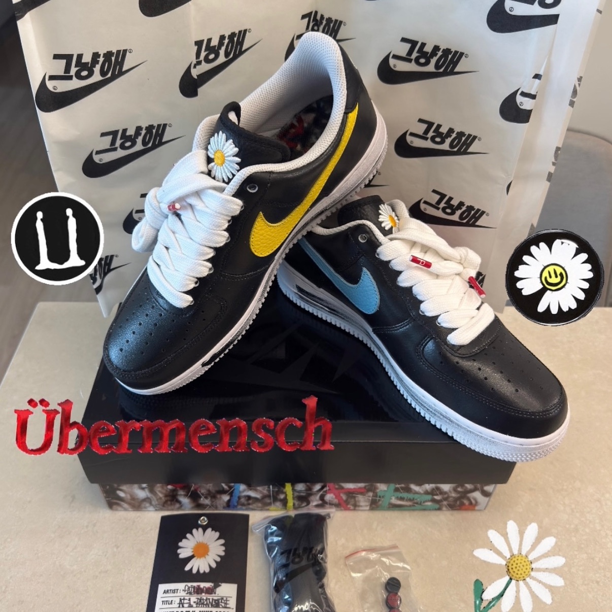Nike x Peaceminusone Air Force 1 Low Para-Noise 3.0 Black and Multicolor 착용 스타일