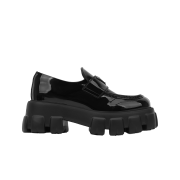 (W) Prada Monolith Patent Leather Loafers Black