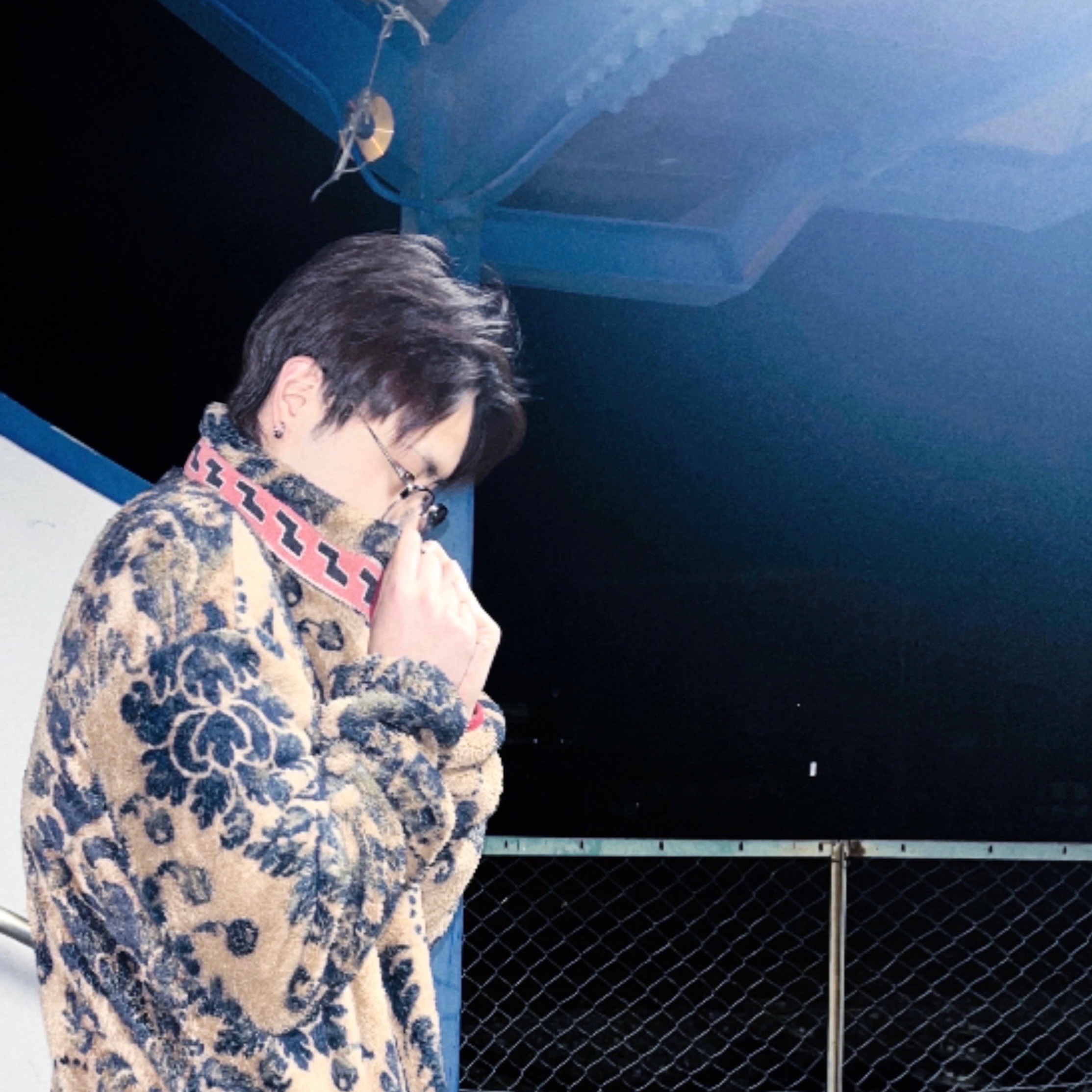 Kapital Damask Pattern Maria Fleece Zip Blouson Beige 착용 스타일