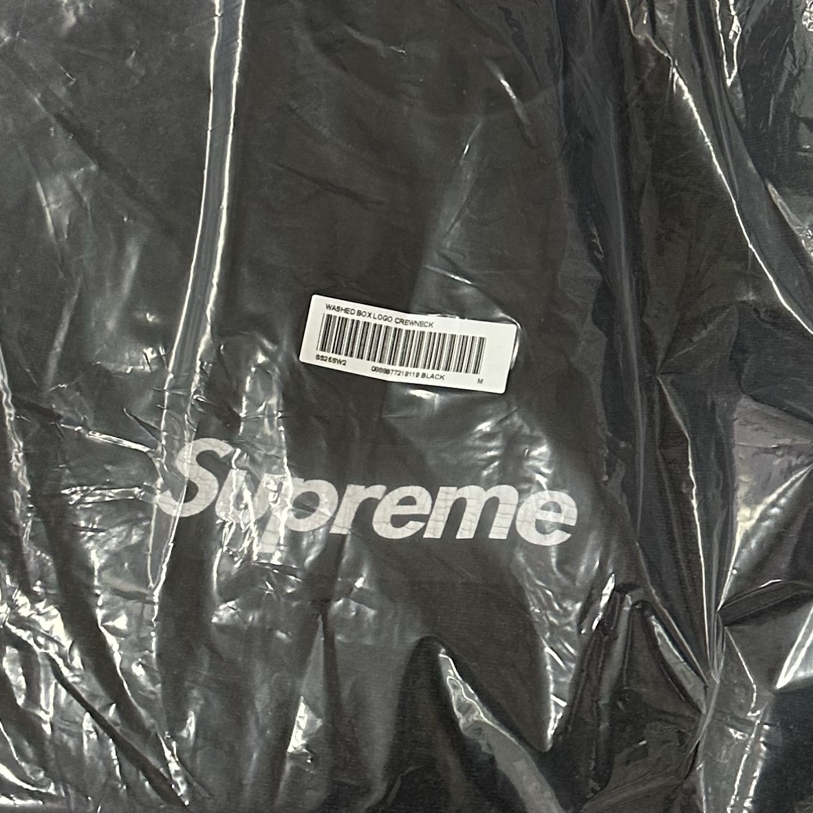 Supreme Washed Box Logo Crewneck Black - 25SS 착용 스타일