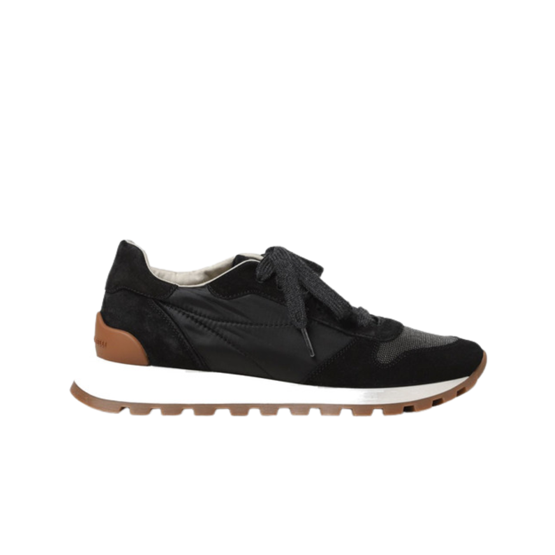 MZSFG1960-C101 (W) Brunello Cucinelli Suede Panel with Monili Sneakers Black