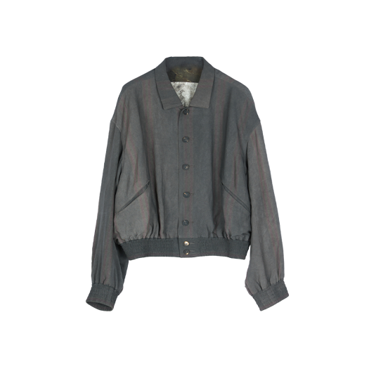 KM5BJABZC10DG Ziggy Chen Spread Collar Cropped Jacket Dark Grey - 25SS