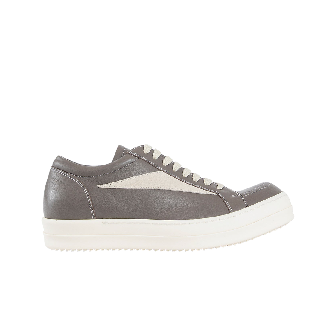 RU01E5897LCOLVS-3411 Rick Owens Vintage Sneakers in Full Grain Calf Leather and Velour Suede Dust Milk
