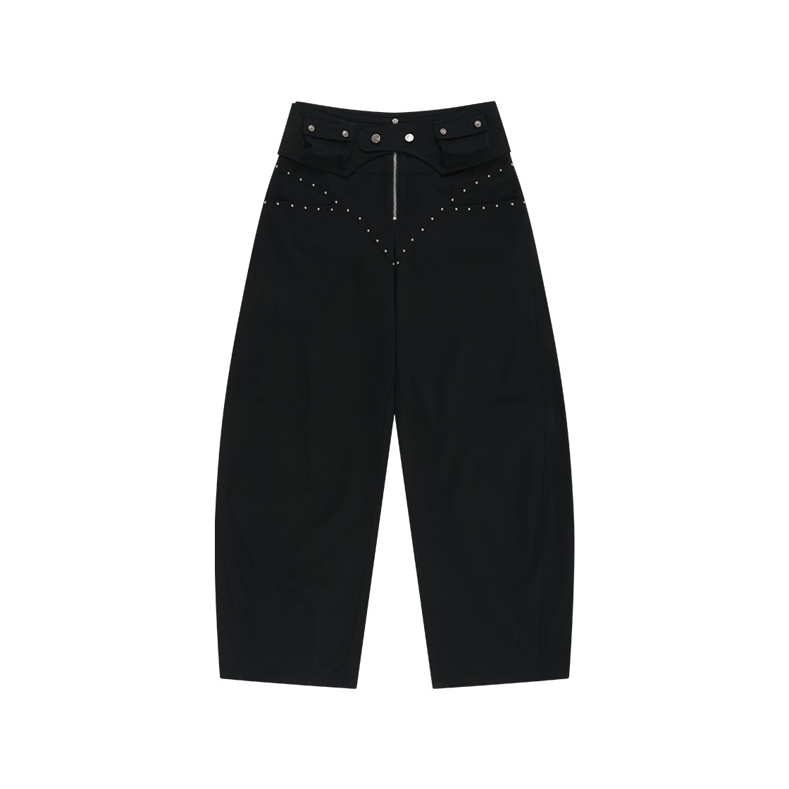 S44354 / S44355 Kashiko Belt Rivet Oval Pants Black