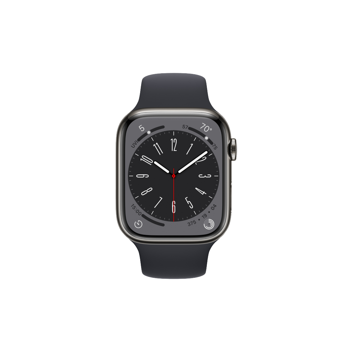 [A등급] 리퍼비시 애플워치 8 45mm 셀룰러 그래파이트 스테인리스 스틸 케이스 스포츠 밴드 미드나이트([A등급] Refurbished Watch Series 8 45mm Cellular Graphite Stainless Steel Case with Sport Band Midnight)