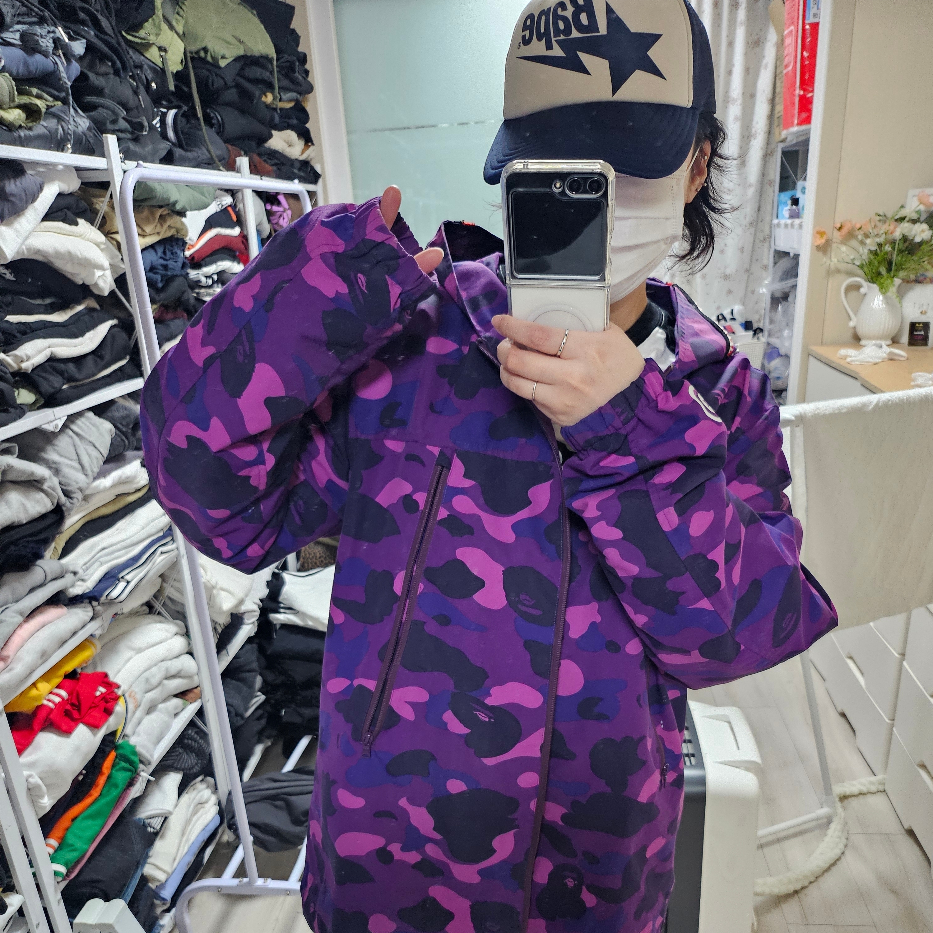 BAPE Sta Mesh Cap Navy Blue 착용 스타일
