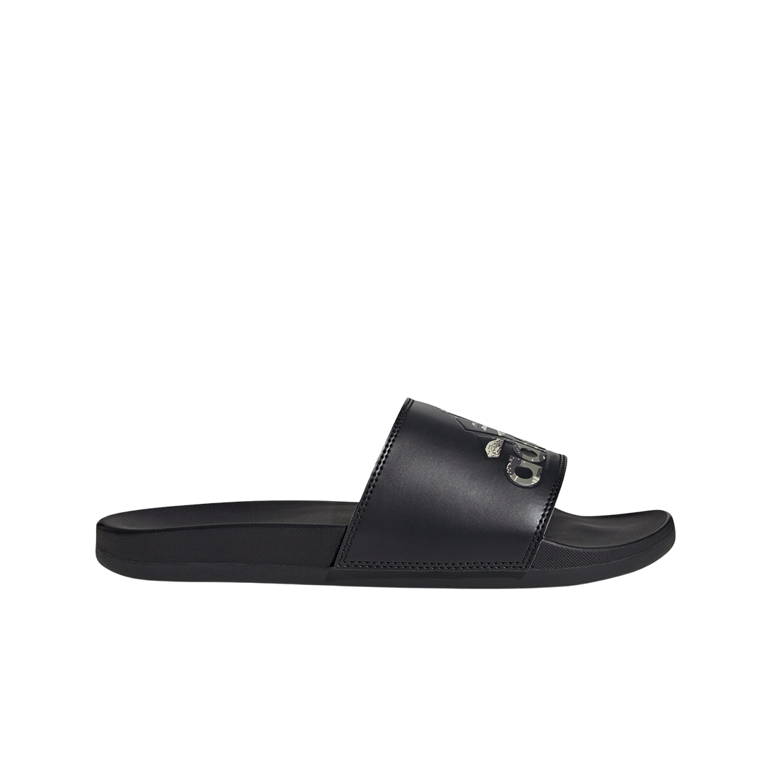 JP7083 Adidas Adilette Comfort Slides Core Black Silver Pebble