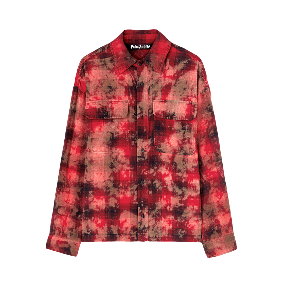 P6SMMA374 Palm Angels Curved Logo Check Shirt L/S Red - 대표 이미지 #1