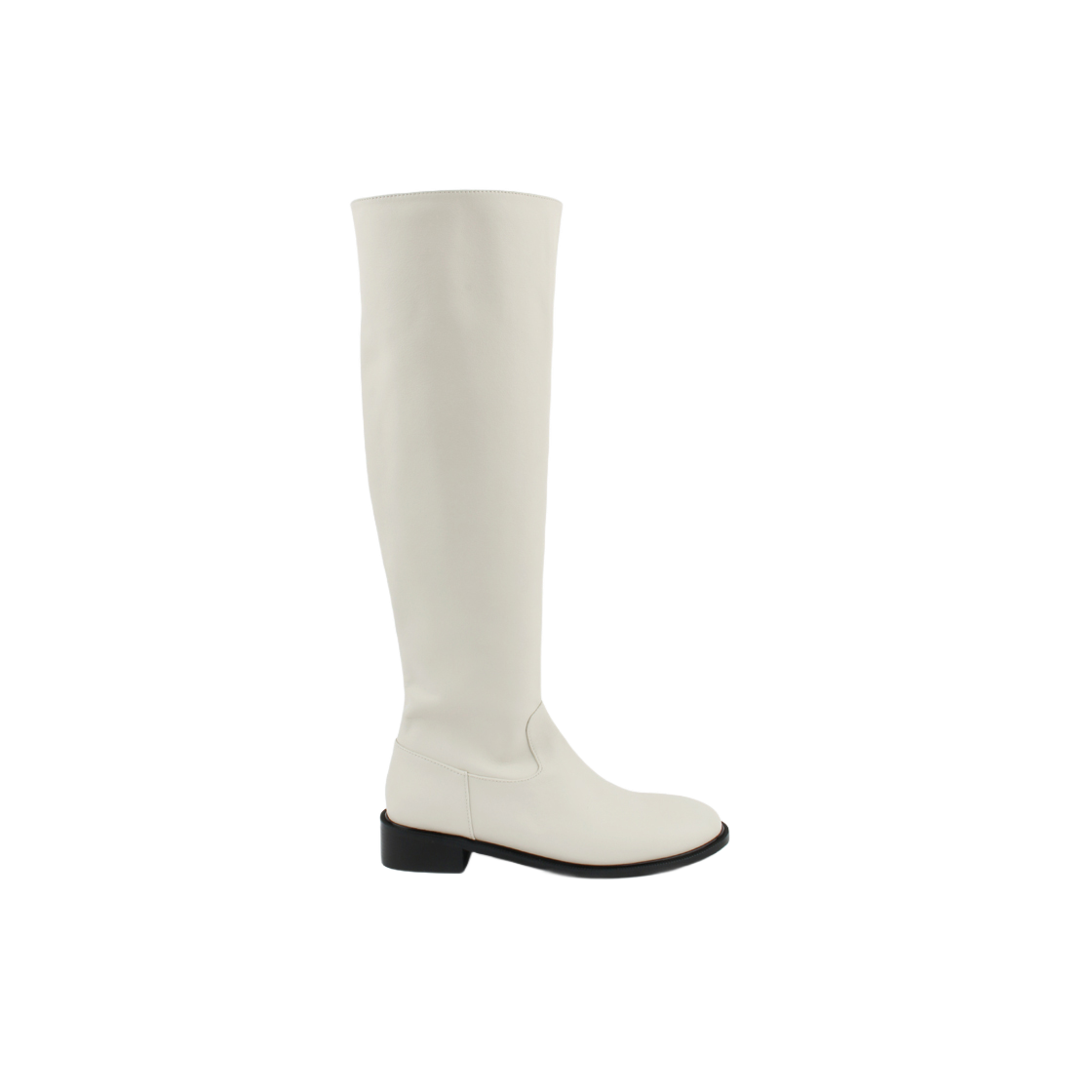 무드나잇 샘 베이직 가죽 라이딩부츠 크림