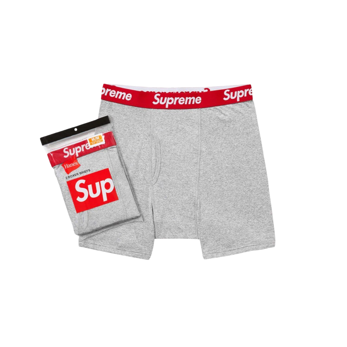 KM4AUN1SP44GY Supreme Hanes Boxer Briefs Heather Grey (2 Pack)