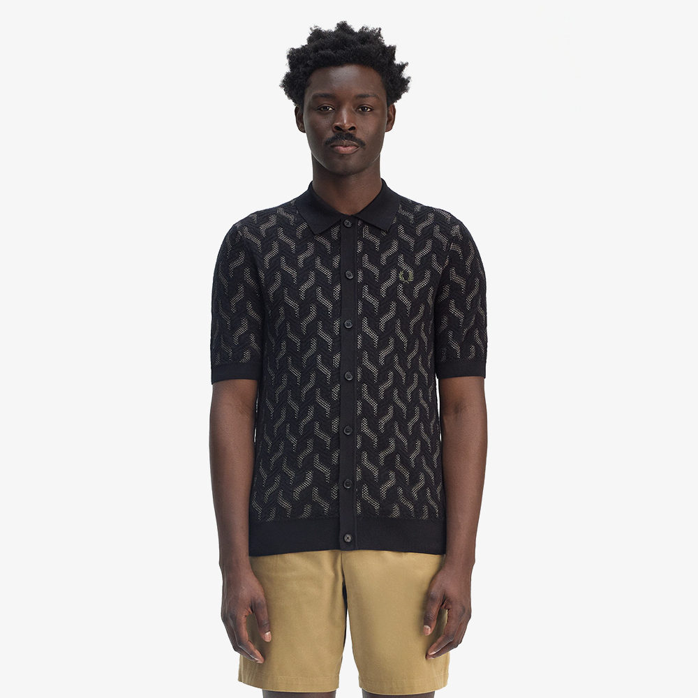 프레드페리 포인텔 케이블 니트 셔츠 블랙(Fred Perry Pointelle Cable Knitted Shirt Black) - 2