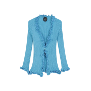 [KREAM 단독] Maison Cleo Women Ariana Turquoise Flowers Button Knitted Ruffles Cardigan Truquoise