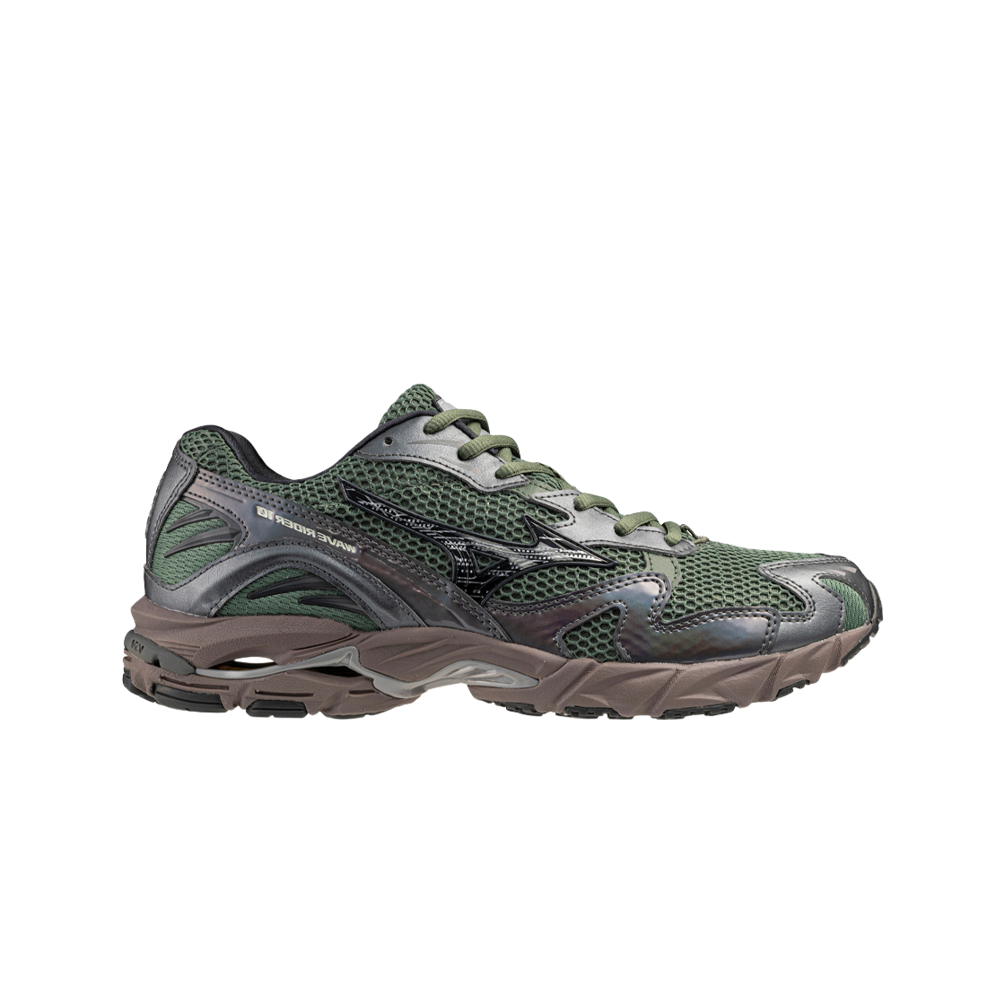 미즈노 웨이브 라이더 10 아가베 그린 블랙 샌드 메탈릭 그레이(Mizuno Wave Rider 10 Agave Green Black Sand Metallic Gray)
