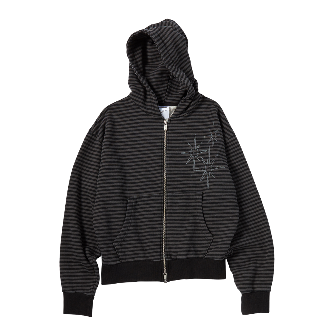 UN25HZ03BK_01 Untitled Starrynight Small Stripe Hood Zip Up BLack Chacoal - 대표 이미지 #1