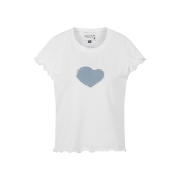 [KREAM 단독] Maison Cleo Women The T-Shirt With The Destroy Denim Heart White