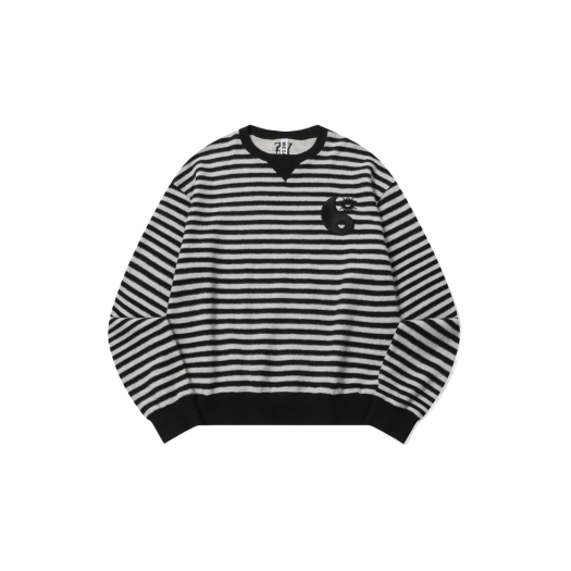 24fw-04 BK Wesken Stripe Yinyang Embroidery Sweatshirt Black