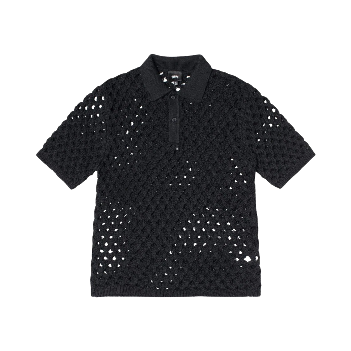KM4ASHSST245BK Stussy Big Mesh Polo Sweater Black