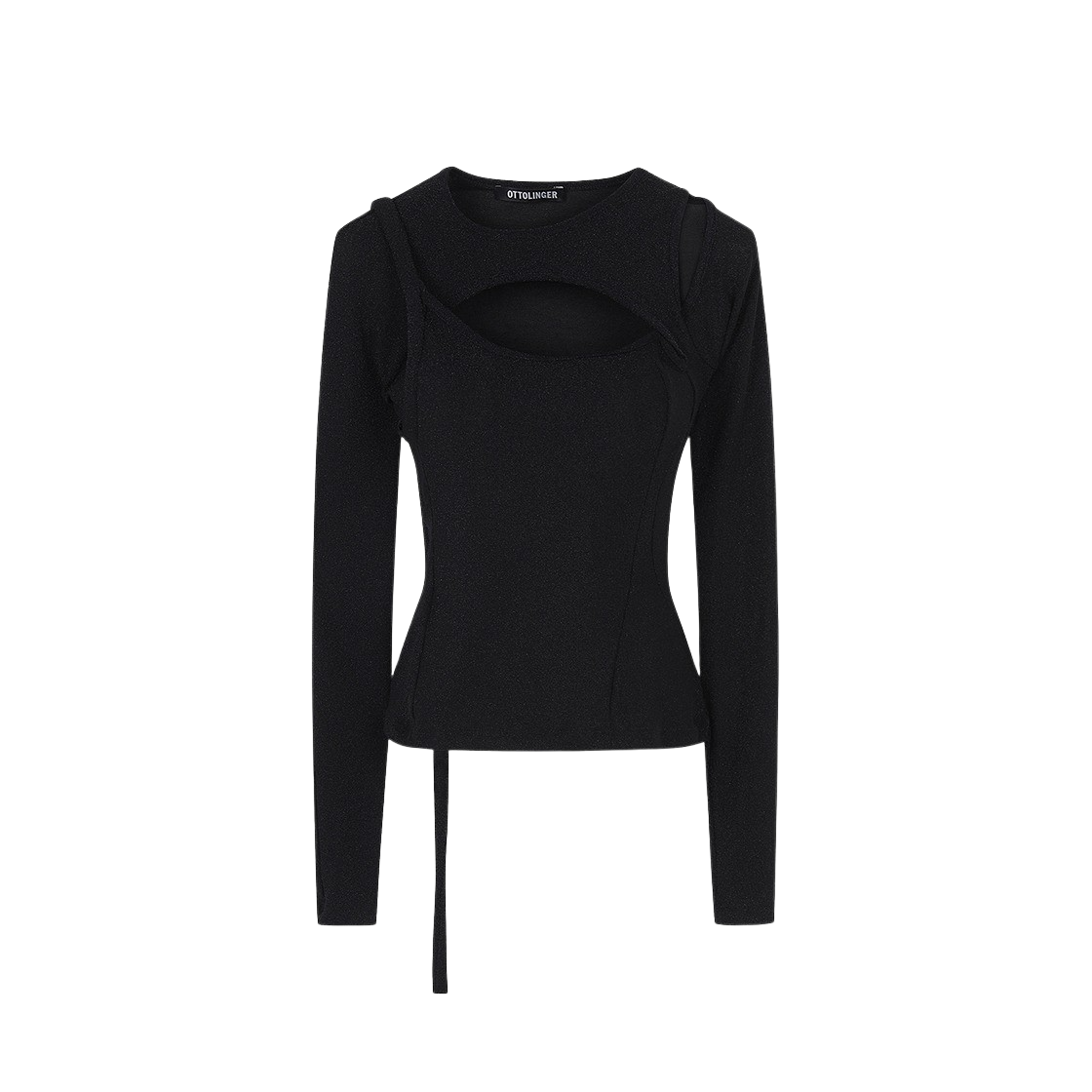 오토링거 우먼 레이어드 컷 아웃 롱슬리브 블랙 샤인 - 24FW(Ottolinger Women Layered Cut Out Longsleeve Black Shine - 24FW)
