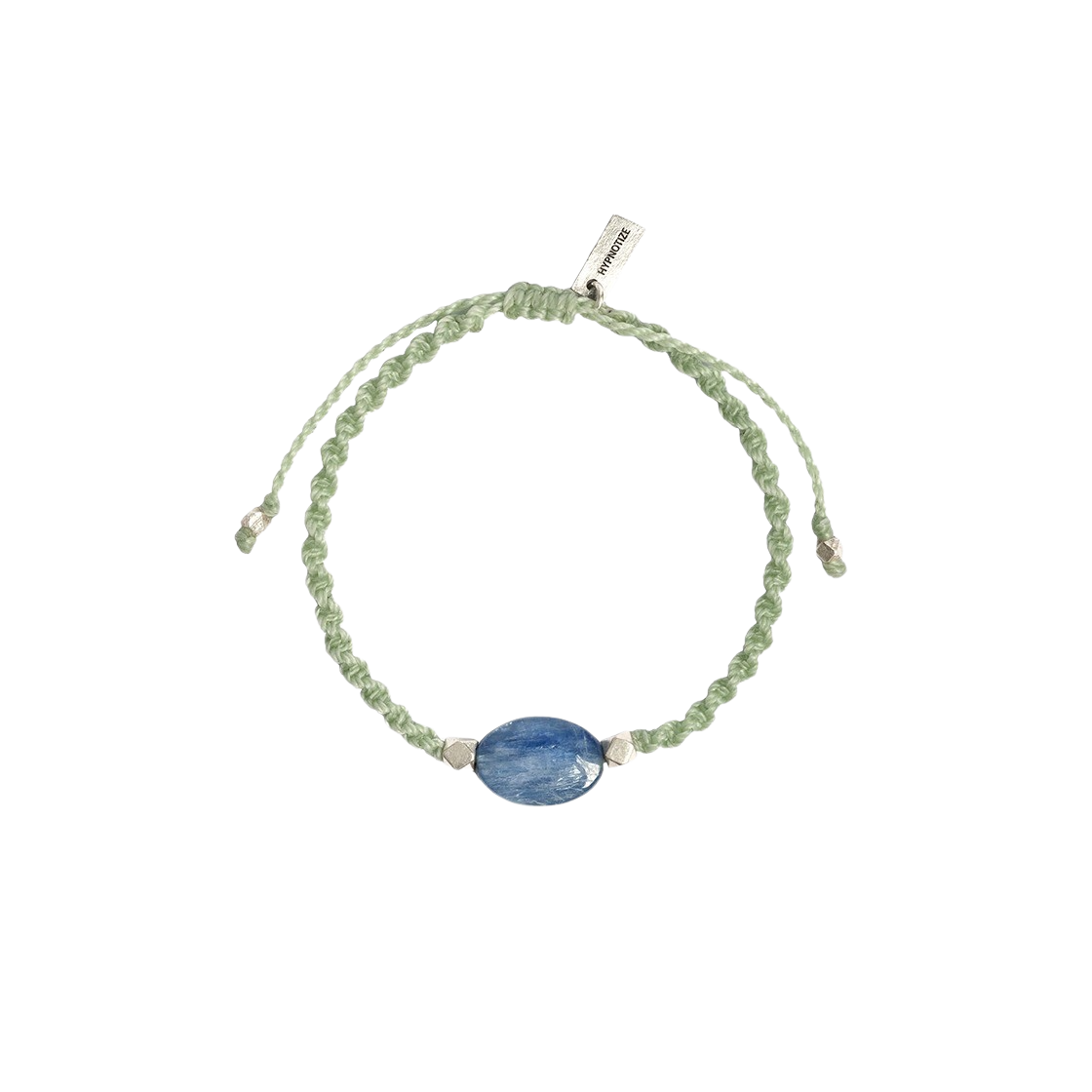 H24SSB05SV-LG-06 Hypnotize Blue Gemstone Macrame Bracelet Light Green