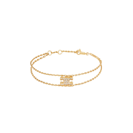 (W) Celine Triomphe Rhinestone Bracelet in Brass with Gold Finish Crystals Gold
