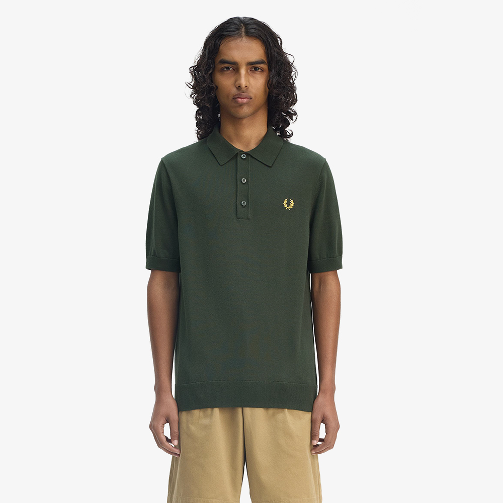 프레드페리 숏 슬리브 코튼 니트 셔츠 코트 그린(Fred Perry Cotton Knitted Shirt Court Green) - 2