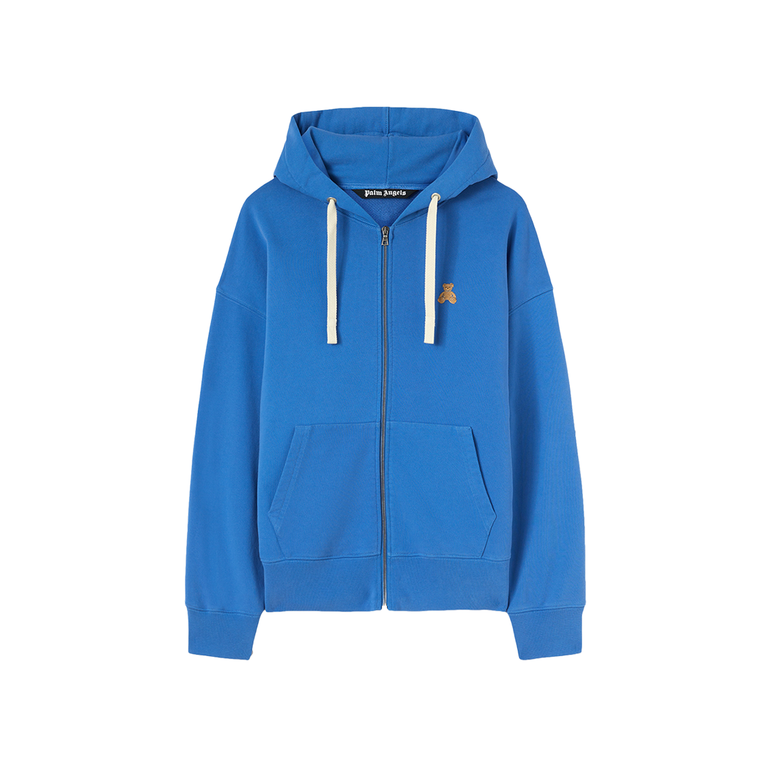 P6MMAB335 PALM ANGELS Bear In Mind Zipped Hoodie Blue - 대표 이미지 #1
