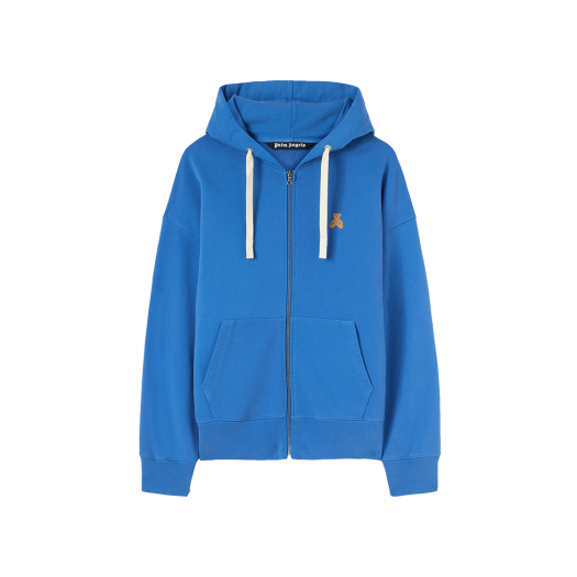 P6MMAB335 PALM ANGELS Bear In Mind Zipped Hoodie Blue