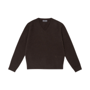 BY RANG V-neck Wool Blend Sweater Dark Brown
