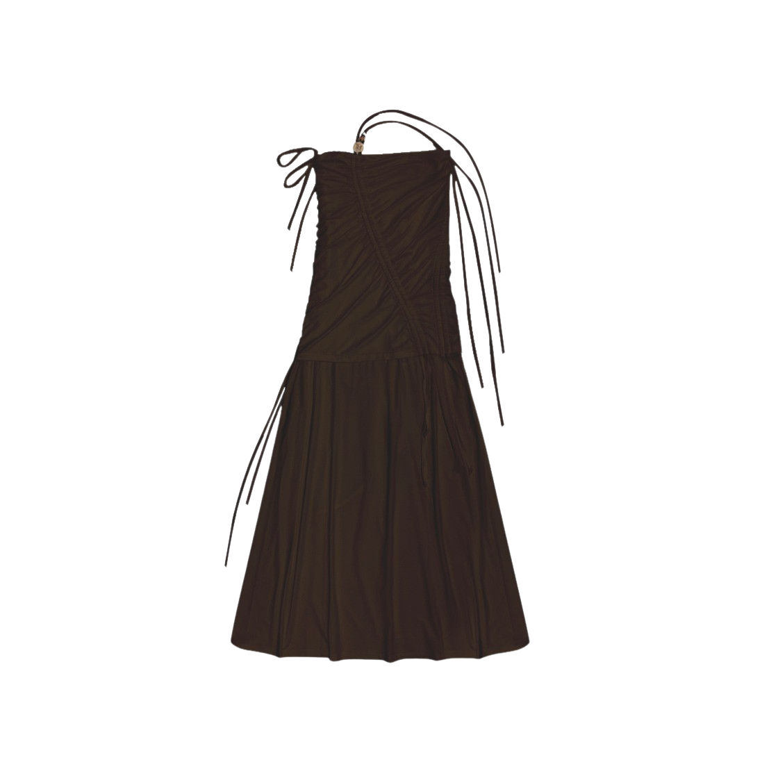 2024HSDRESS03 Rubati Shirring Strap Tube Top Dress Brown